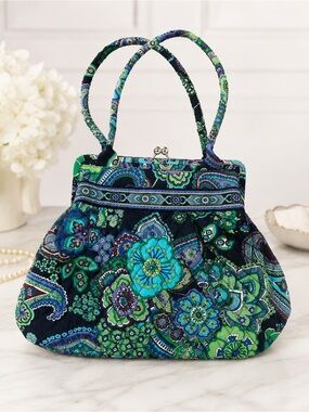 Vera Bradley Alice Shoulder Bag Blue Rhapsody Floral Quilted Kiss Lock Purse